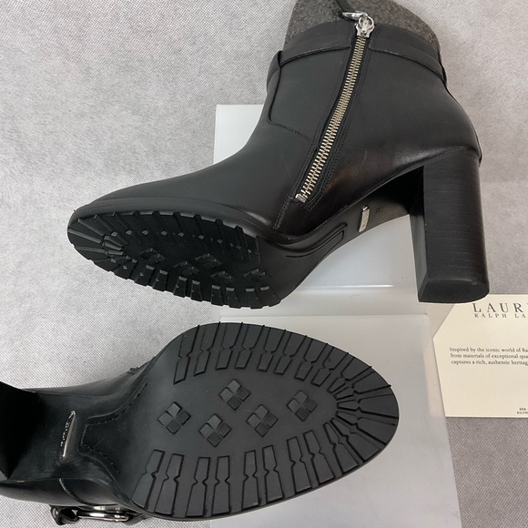 Ralph Lauren Laletta Black Leather Italian High Heel Ankle Booties- Brand New - Picture 3 of 10